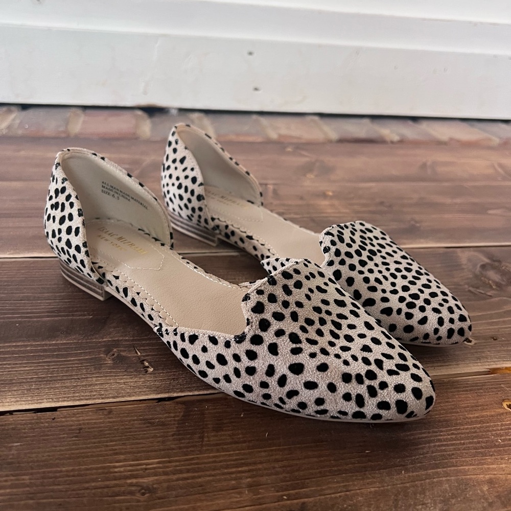 Isaac Mizrahi Black and White Polka Dot Flats